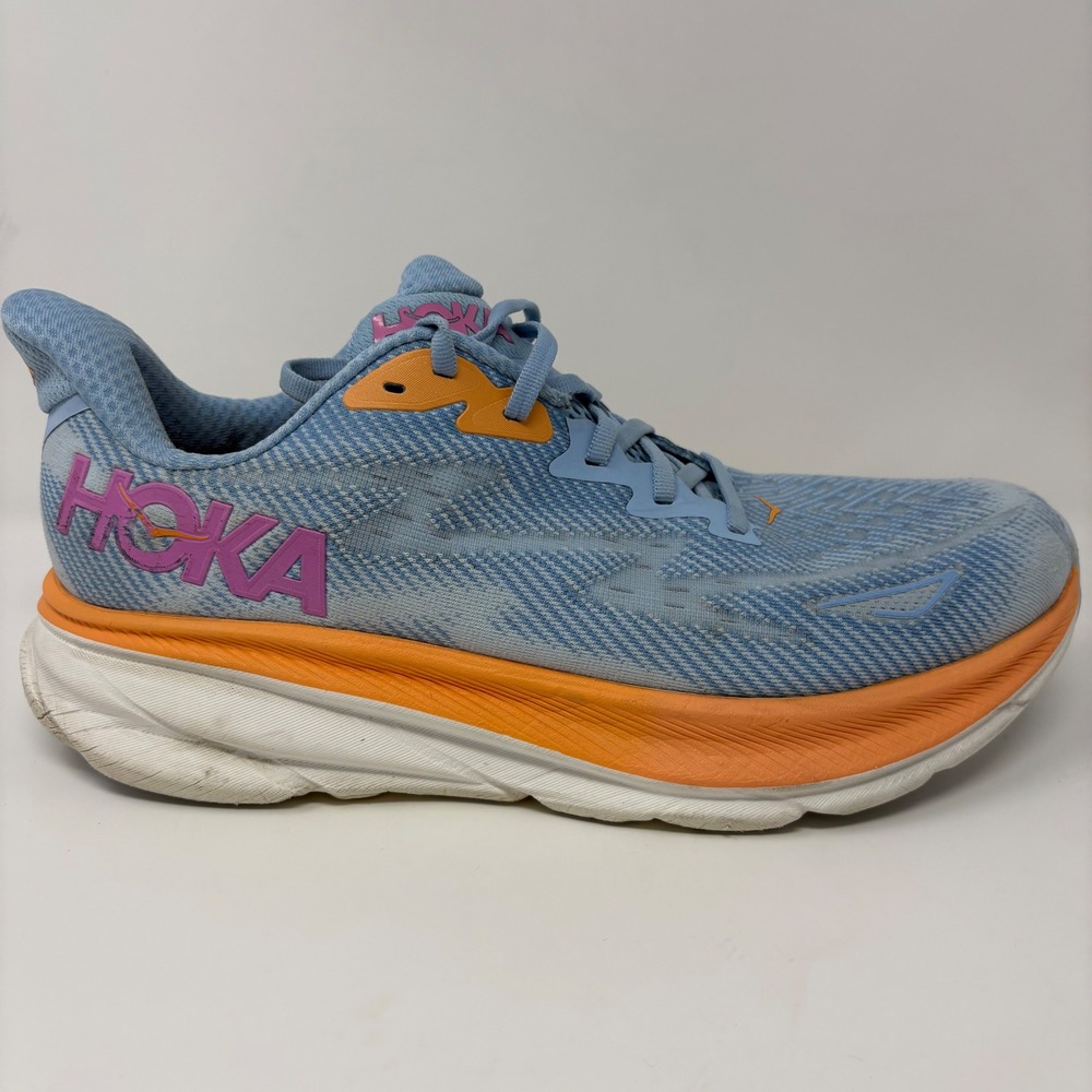 Hoka Clifton 9 Women's Size 11D Wide Blue Orange Running Shoes (1132211 ABIW)